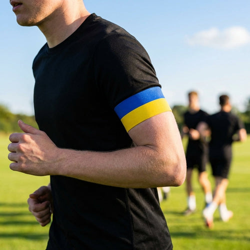 Sports Armband – Blue & Yellow – Elastic Polyester – Multi-Sport Use