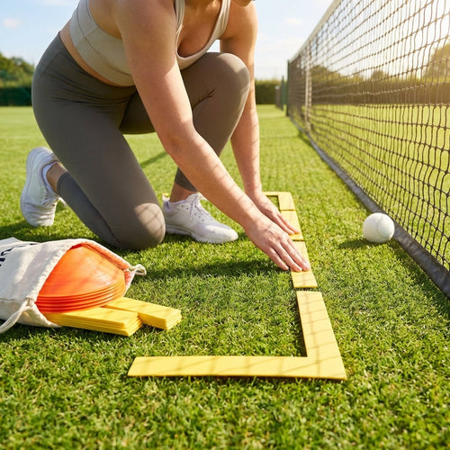 Tennis Court Marking Lines – Fluro Yellow – Flexible Rubber – Sports Training