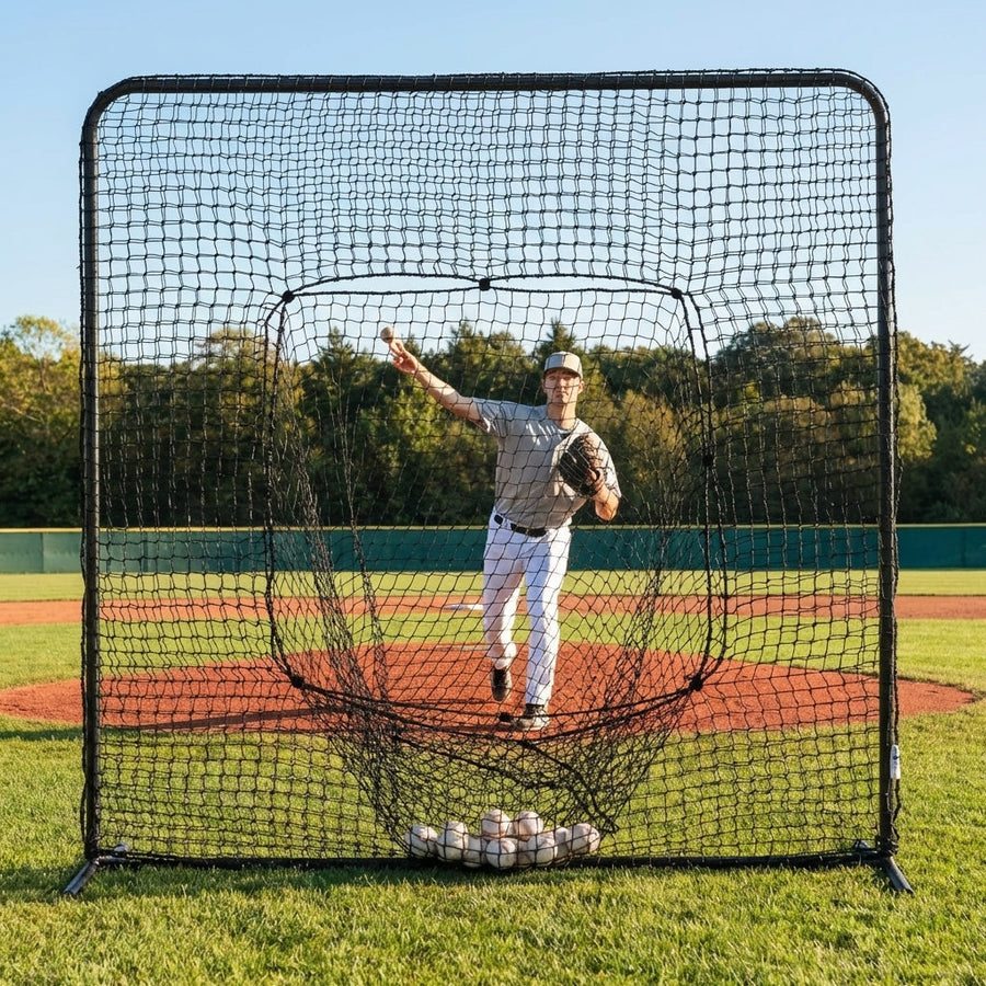 Baseball Sock Net – 7ft x 7ft Black – Steel Frame – Training & Practice