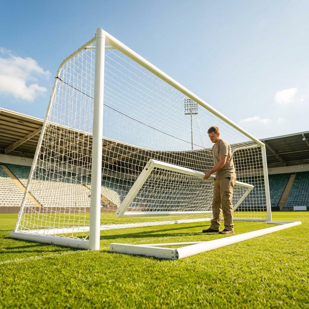 Hinged bottom net frame for stadium football goals - product detail