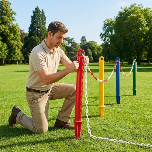Plastic Post & Chain – 5x Colours – PVC & PE – Sports Fields & Events