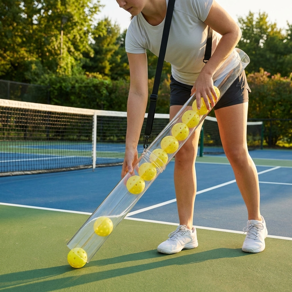 Transparent pickleball ball collector tube with durable PVC and rubber - product detail