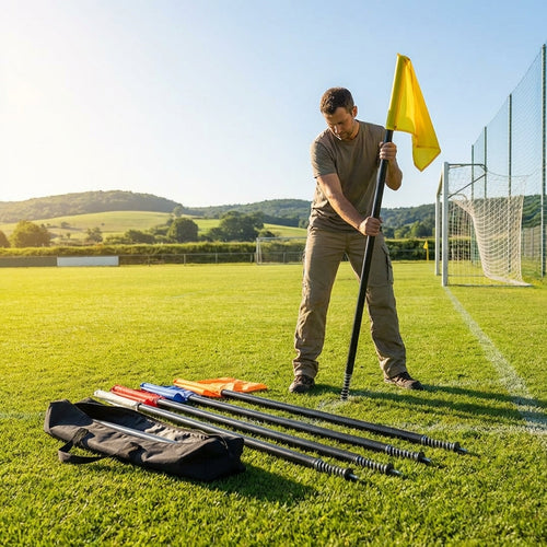 Spring Loaded Football Corner Flags – Various Colours – Weatherproof PVC – Sports Fields