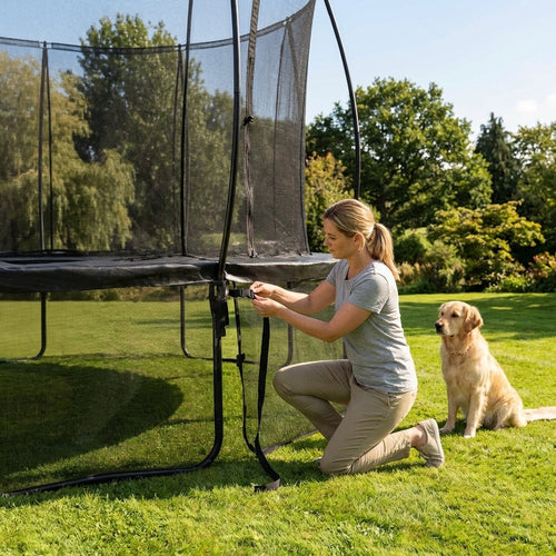 Trampoline Safety Net Skirt – Black – Durable PE Mesh – Garden Use