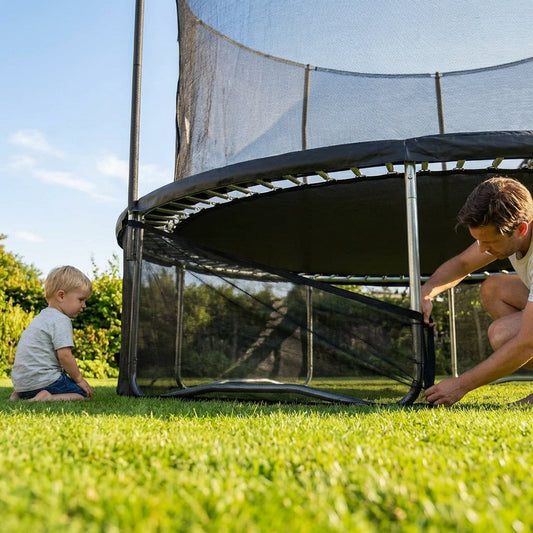Black trampoline safety net skirt with durable PE mesh - product detail