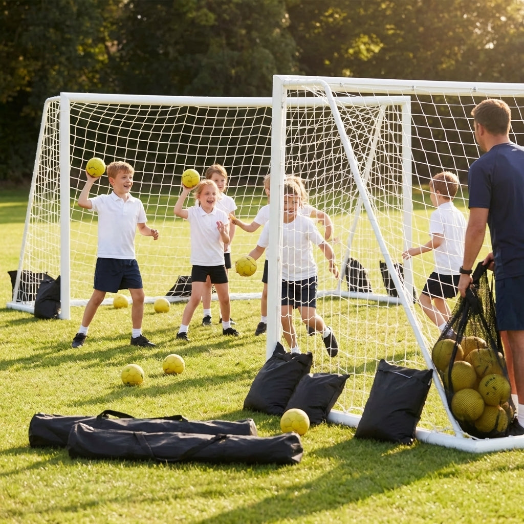 Handball goal set with foam balls for school sports