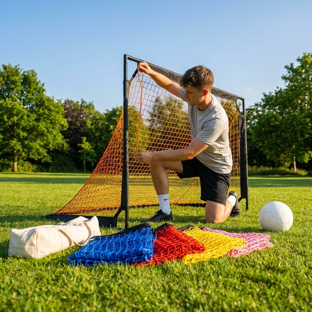 Football goal net in multiple sizes and colours for clubs and gardens - product detail