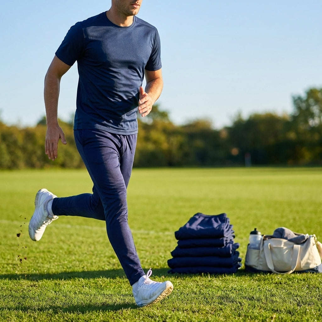 Men's tracksuit bottoms made from 100% polyester, available in six sizes - product detail