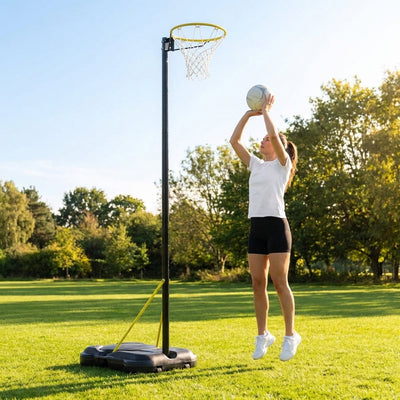 Adjustable Netball Posts – 2.47m-3.05m – Steel & HDPE – Indoor/Outdoor Use
