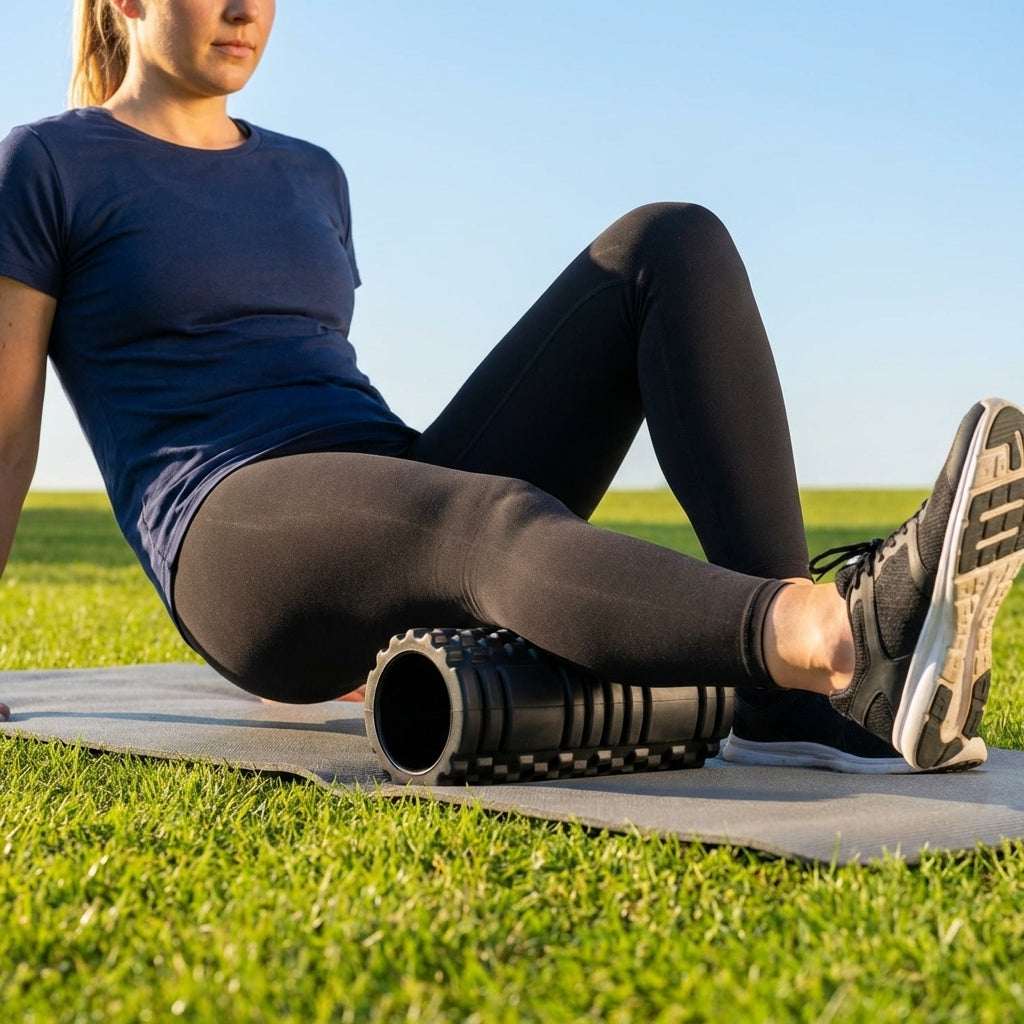 Black foam roller with EVA foam and ABS core for fitness and recovery - product detail