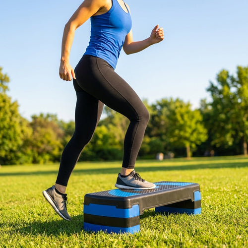 Adjustable Fitness Step – Black/Grey or Black/Blue – Polypropylene – Gym & Home Workouts