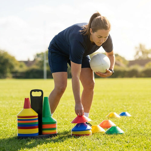 Rugby Training Marker Cones – Multi-Colour – Weatherproof Plastic – Sports Drills
