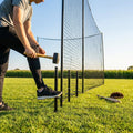 Black steel support poles for baseball batting cages