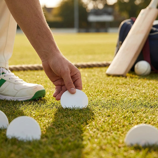 White run-up marker discs for cricket in 6cm size - product detail
