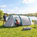 6-man camping tent with waterproof polyester for outdoor use