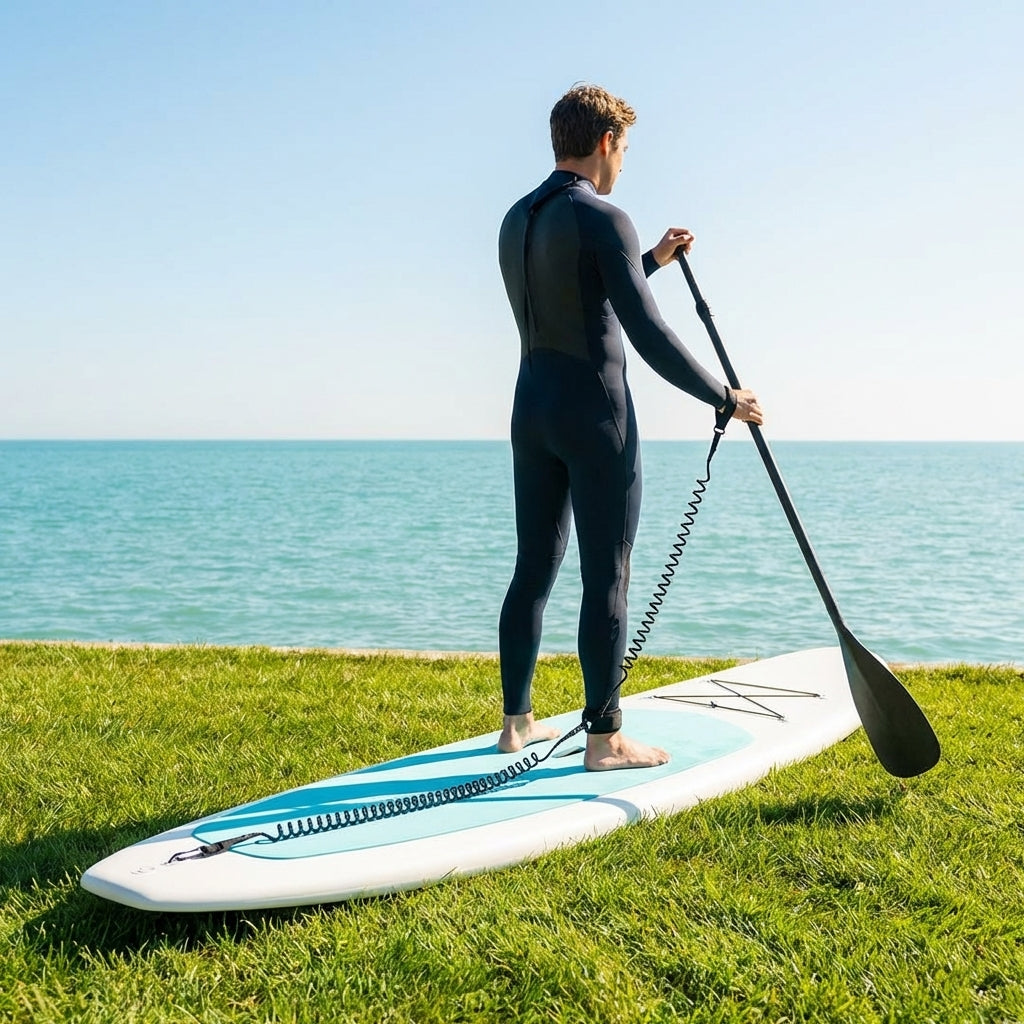 SUP Paddle Board Leash coiled TPU cord with ankle strap
