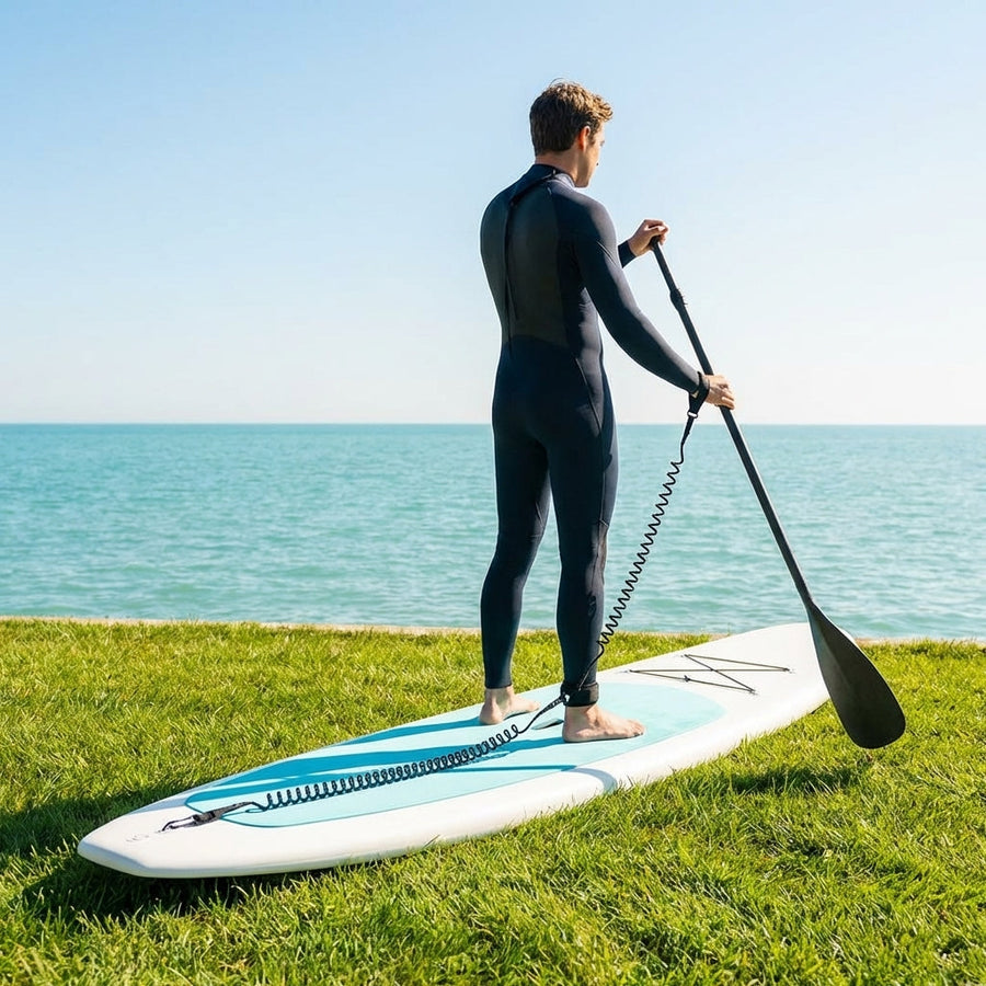 SUP Paddle Board Leash – 10ft – TPU Coiled – Water Sports Safety