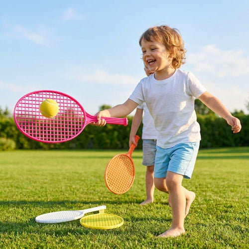Kids Tennis Racket Set – Multi-Colour – Durable Plastic – Outdoor Fun