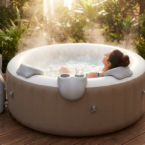 Hot Tub Comfort Set – 2 Head Rests & Drinks Holder – PU Foam/TPU – Indoor/Outdoor Use