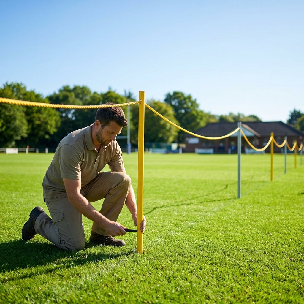 Rugby crowd barrier made of durable PVC for sports events
