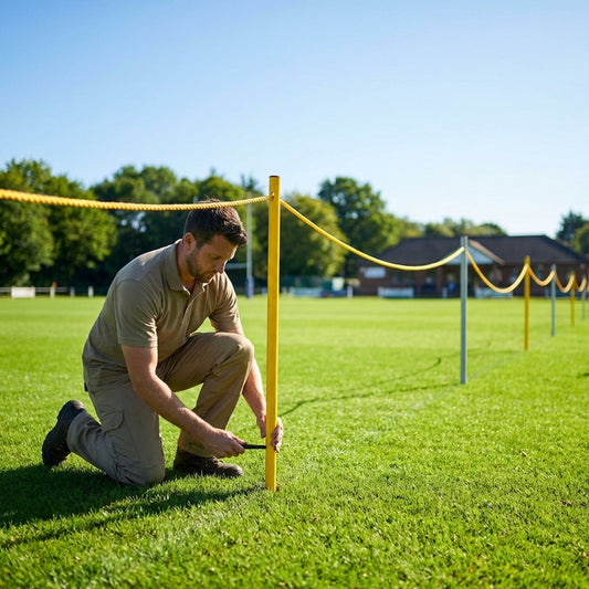 Rugby crowd barrier made of durable PVC for sports events