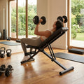 Adjustable Weight Bench – Black – Steel, Moisture-Resistant Leather – Home & Commercial Gym image 1