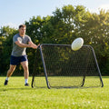 Rugby rebounder with steel frame for training drills