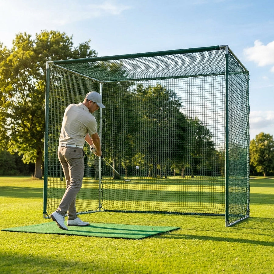 Socketed Golf Cage – 10ft Green – Galvanised Steel – Garden & Driving Range