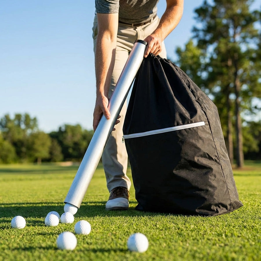 Golf Ball Shag Bag – 32 Inch – Aluminium & Nylon – Garden & Golf Courses