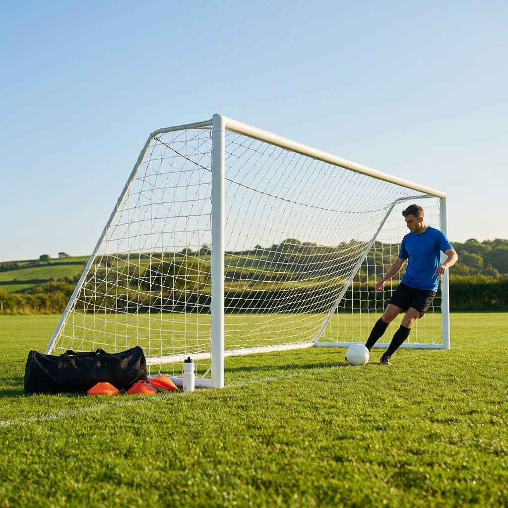 Steel football goal with galvanised steel frame for outdoor use - product detail