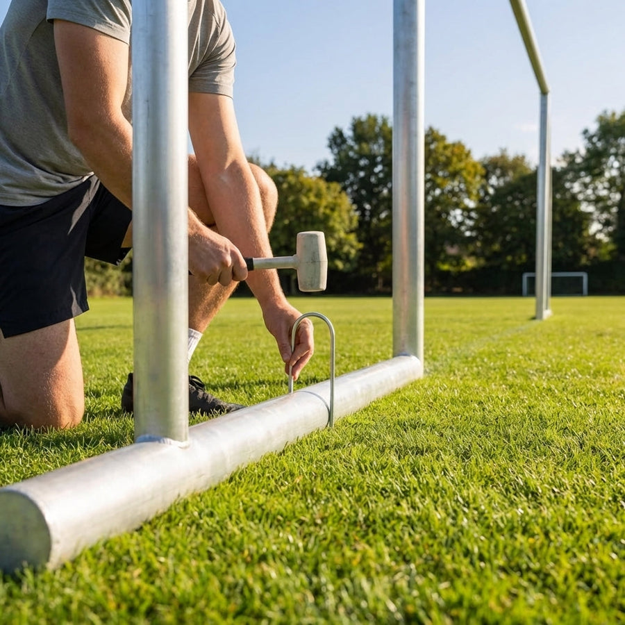 Steel U-Peg Goal Anchors – 18in – Galvanised Steel – Outdoor Football Pitches