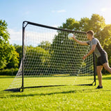 Portable pop-up handball goal with durable net and frame