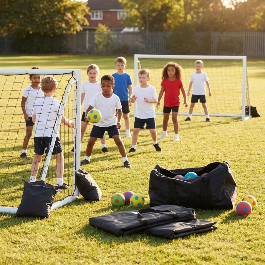 Handball Goal and Ball Pack – Assorted Colours – Durable PU Foam – Primary School Sports