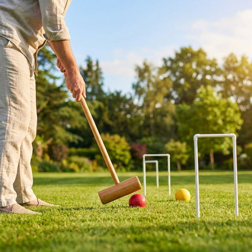Senior Pro Croquet Set – Red, Black, Yellow, Blue Balls – Garden Use