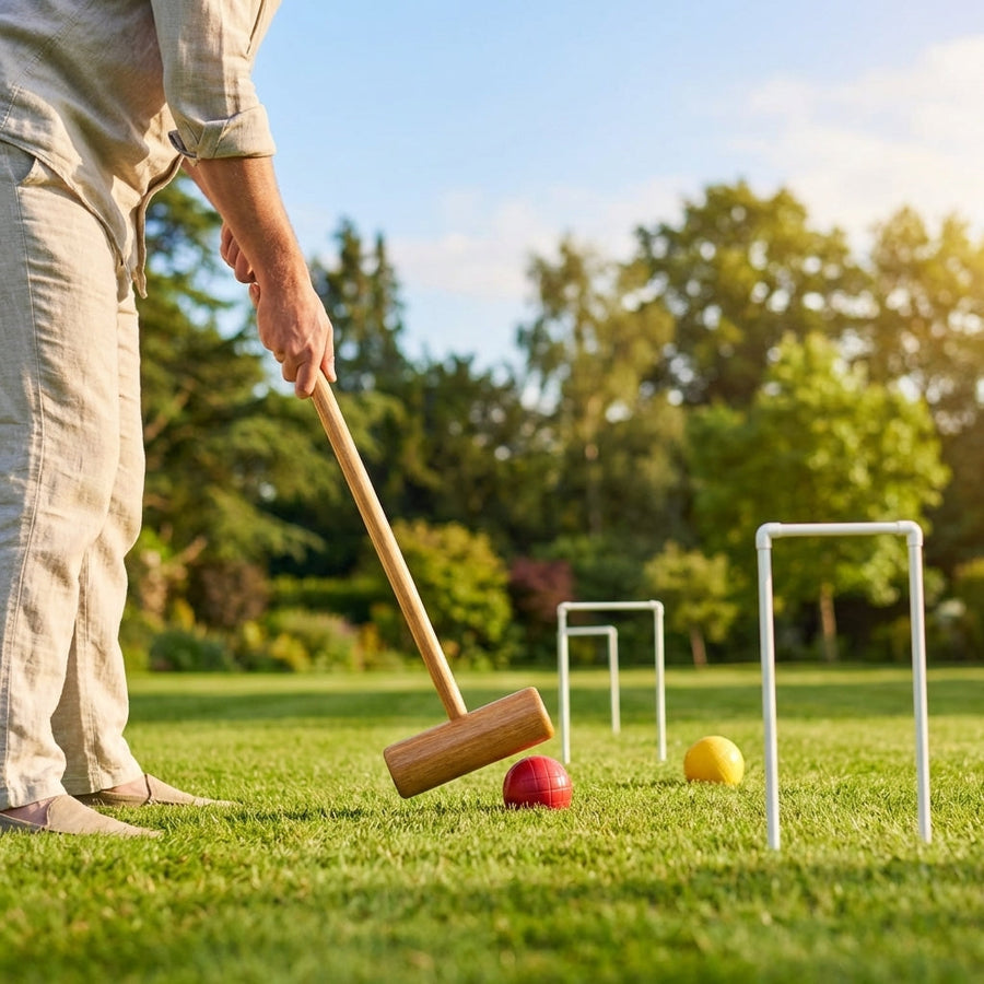 Senior Pro Croquet Set – Red, Black, Yellow, Blue Balls – Garden Use