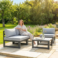 Aluminium garden furniture set in grey with cushions for outdoor use