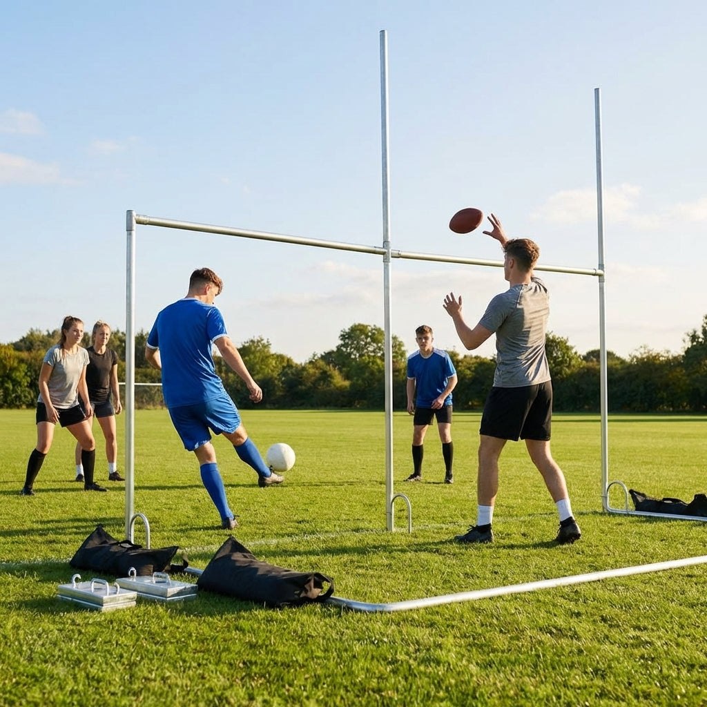 10x6ft aluminium football goal with HDPE net for sports clubs - product detail