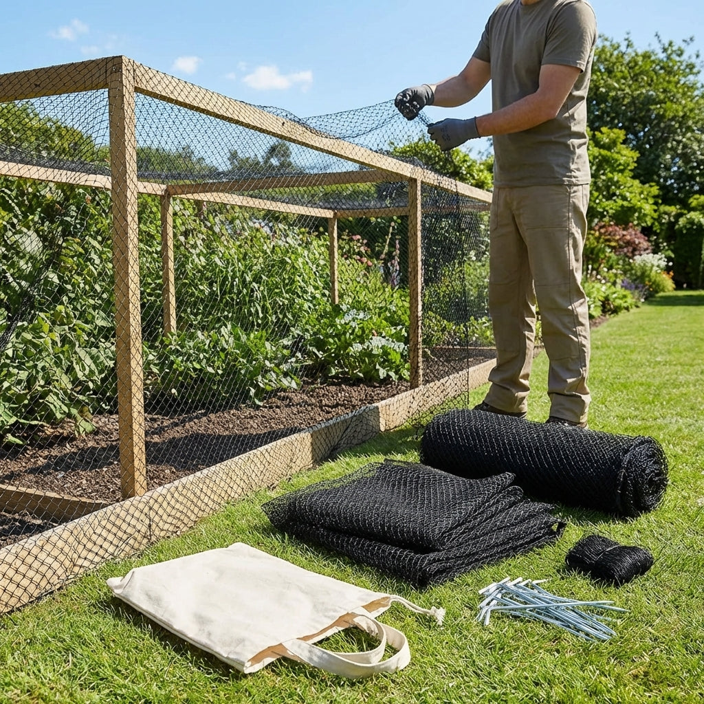 Fruit cage netting for garden protection in multiple sizes