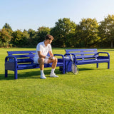 Aluminium tennis court bench in green for tournament use