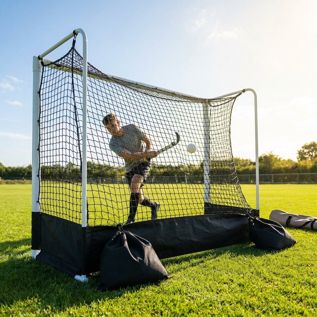 Pop up hockey goals with durable steel frame for indoor and outdoor use