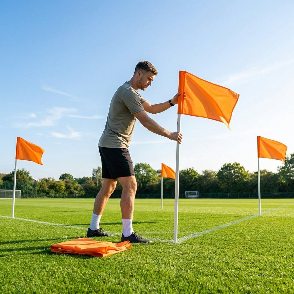 Customisable football corner flags in various colours and weatherproof design