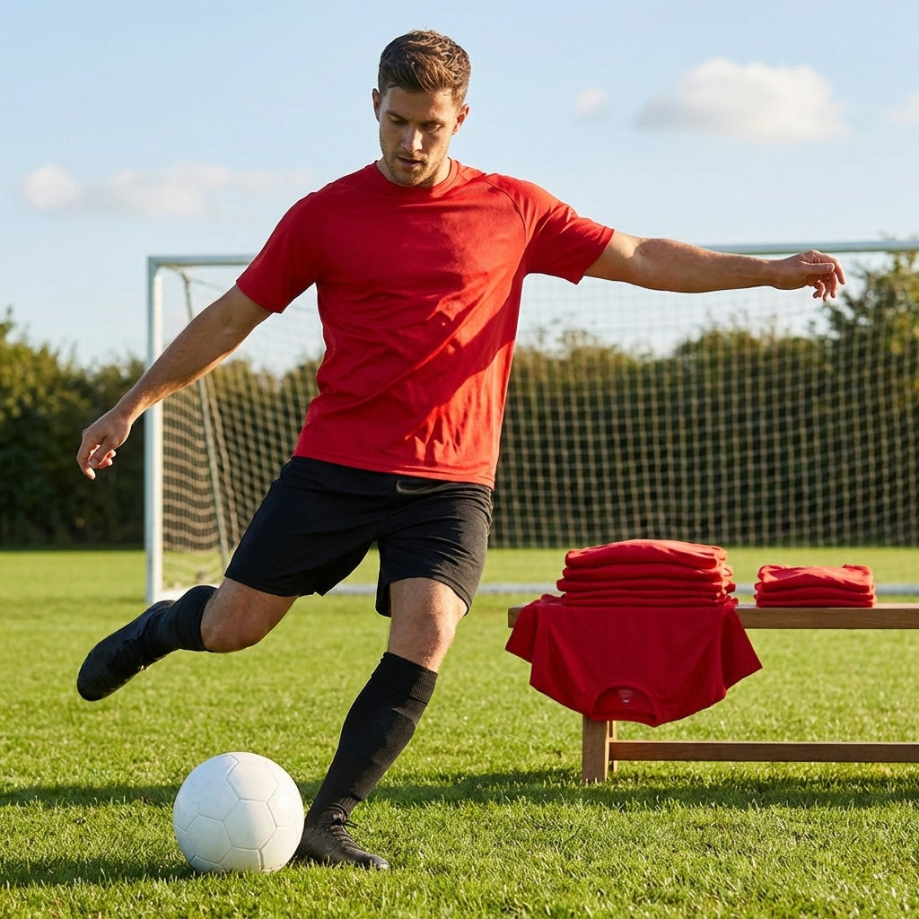 Men's football shirt available in six sizes, lightweight polyester