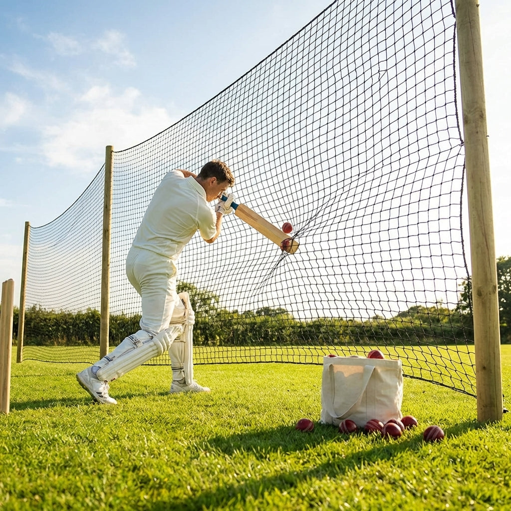 Cricket netting made of high-density polypropylene in black colour