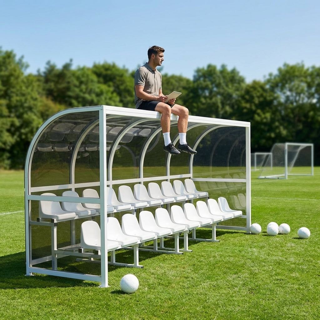 Aluminium team shelter with 16/22 seats for sports venues