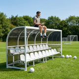 Aluminium team shelter with 16/22 seats for sports venues