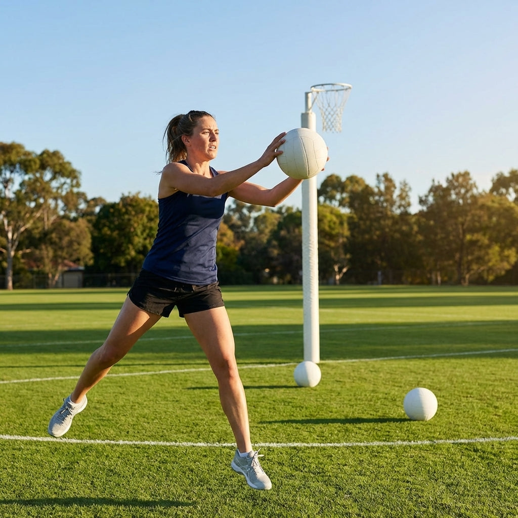 Match netball featuring hand-stitched latex bladder