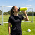 Hygienic water bottle with contactless nozzle for sports use