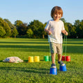 Kids bucket stilts in vibrant colours for indoor and outdoor play