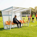 Heavy duty aluminium team shelter with moulded seats