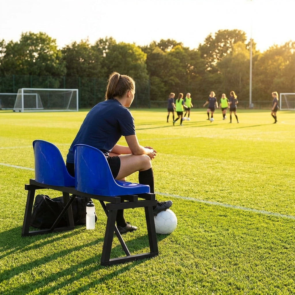 Aluminium sports bench with HDPE seats for indoor and outdoor use